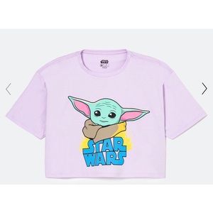 Purple Baby Yoda Cropped T-Shirt